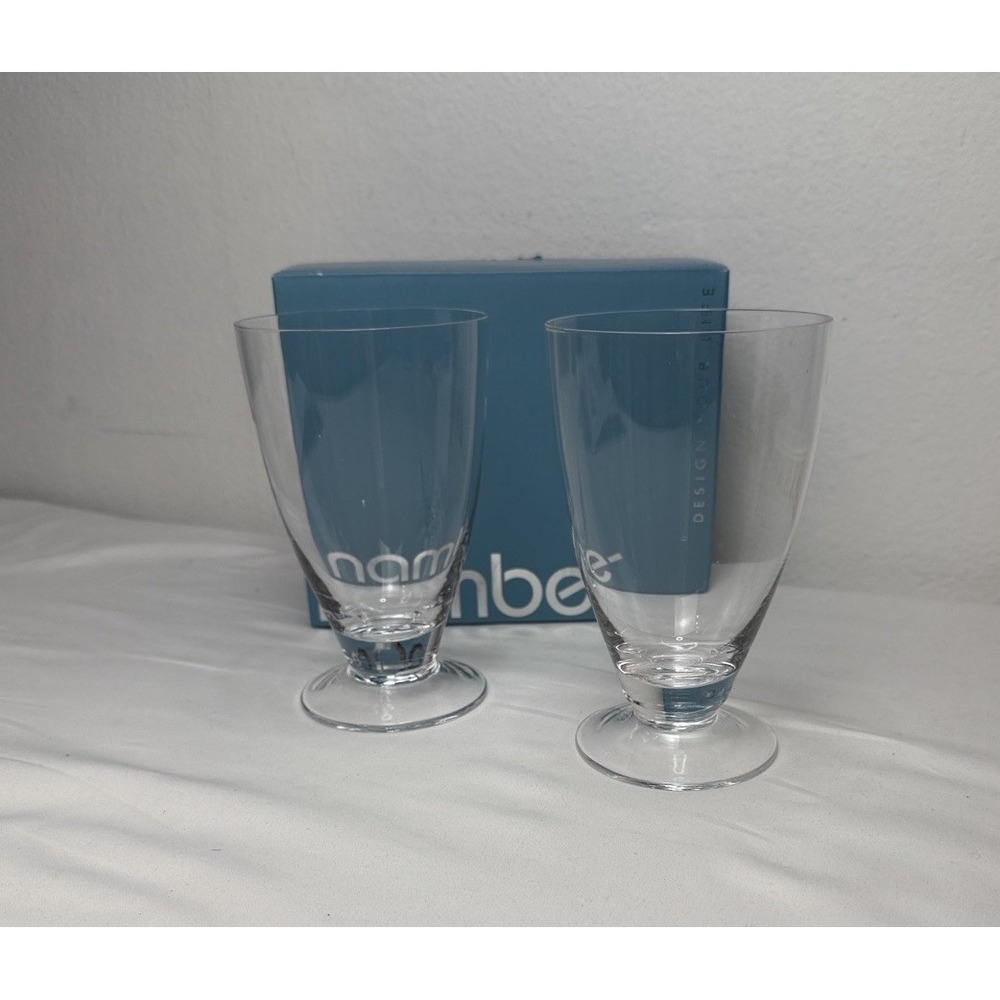 Nambe Skye Tall Crystal Tumblers Set Of 2 NIB
